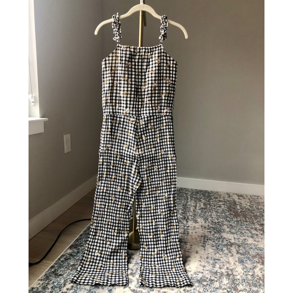 Madewell Floral Embroidered Gingham Jumpsuit